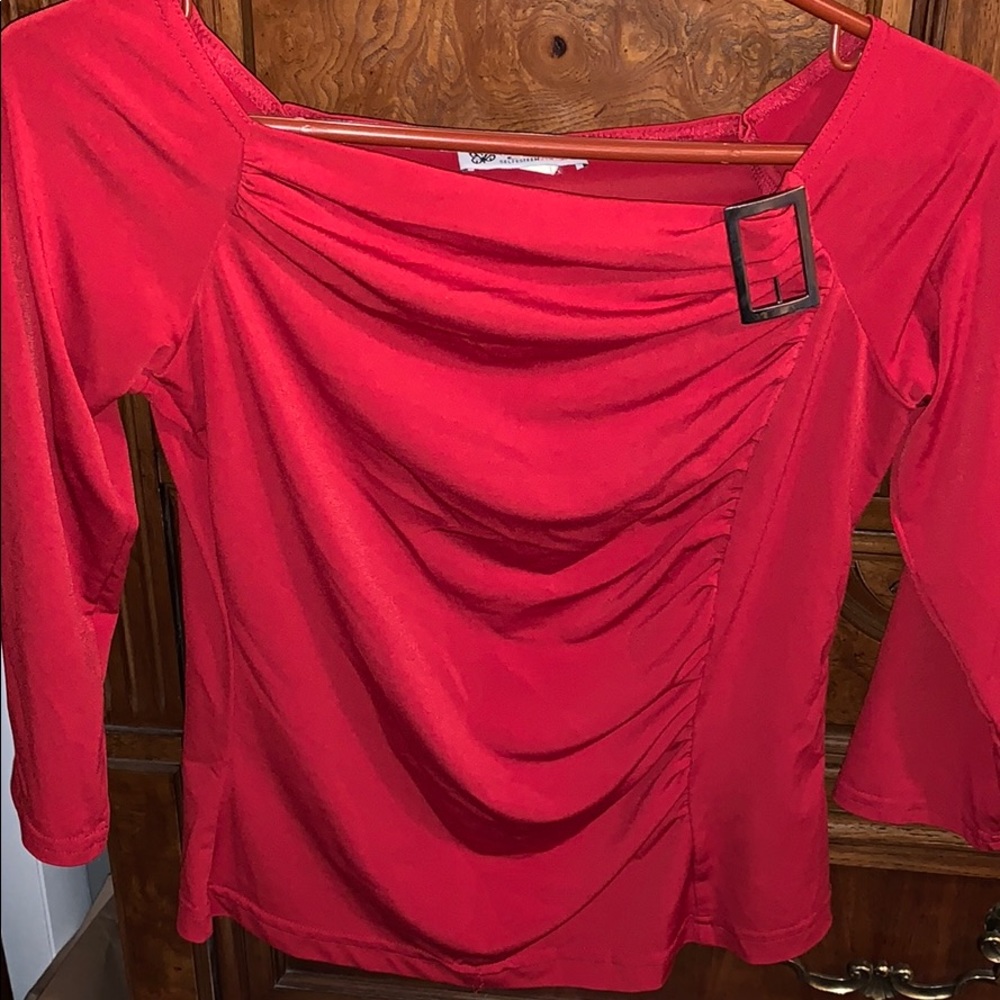 Red shirt with buckle